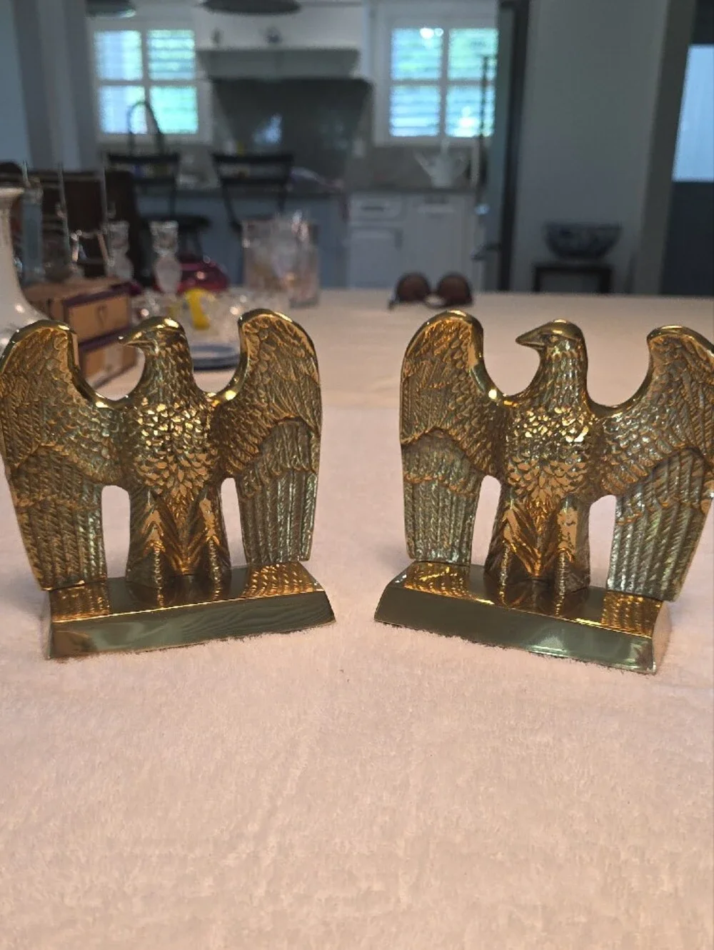 Solid Brass Eagle Bookends with Gold Finish